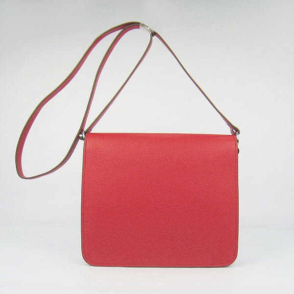 Fake Hermes Togo Leather Messenger Bag Red 8078 - Click Image to Close